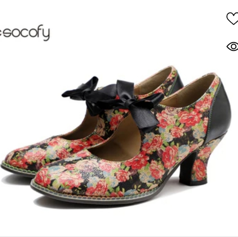 Socofy floral heels size 39 NWOT